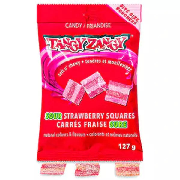Tangy Zangy Soft'n'Chewy SOUR Strawberry Squares (127g)
